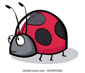 Mariquita de caricatura roja. Ilustración del vector