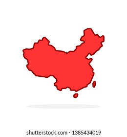 red cartoon linear china simple icon. concept of borders of the chinese state. flat trend modern minimal lineart logotype graphic art design infographic element isolated on white background