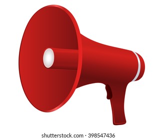 Red cartoon megaphone vector illustration isolated on white