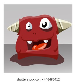 Red cartoon monster funny illustration