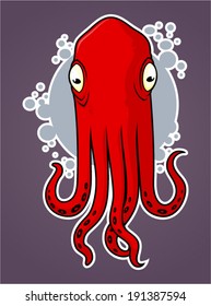 Red cartoon octopus