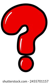 Red Cartoon question mark clipart, isolated 