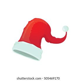 red cartoon santa claus hat isolated on white background. vector red santa hat icon isolated on white