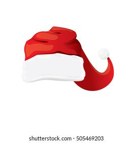 red cartoon santa claus hat isolated on white background. vector red santa hat icon isolated on white