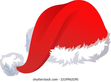 Red cartoon Santa hat vector isolated on white background. Christmas traditional cap illustration