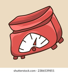 red cartoon scales, kitchen utensils