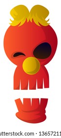 Red cartoon skull vector illustration on white background
