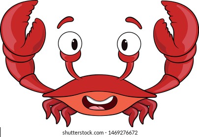 red cartoon smiling crab vector