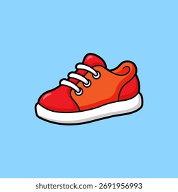 Ilustración vectorial de zapatillas de deporte de dibujos animados rojo sobre fondo azul