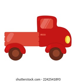 Red cartoon style isolated cargo van or pick up car, vector