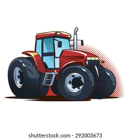 red cartoon tractor isolated on white background