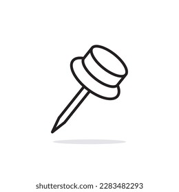 Red cartoonish thumbtack pin isolated on a red background. Vector illustration ready to use for your design. EPS10.