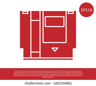 Red Cartridge for retro game console icon isolated on white background. TV Game cartridge.  Vector Illustration