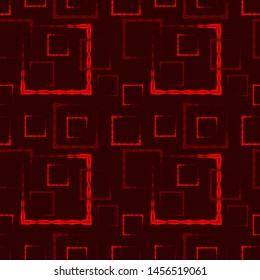 Red carved squares and frames for an abstract burgundy background or pattern. Excellent mood of openwork and carved squares and frames.