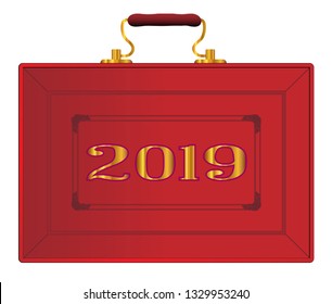 The Red Case As Displayed By The UK Chancellor Of The Exchequer During A New 2019 Budget Ober A White Background