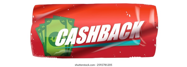 Red cash back vector icon and sticker isolated on white. Cashback sticker, tag, retro label, cashback or money refund horizontal banner, label, clip art png, flyer, poste background