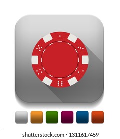 Red Casino Chip Icon With Long Shadow Over App Button