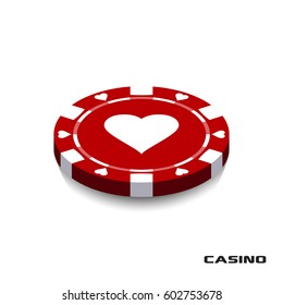 Red Casino Chip Vector Illustration Casino Chip isolated on white background.