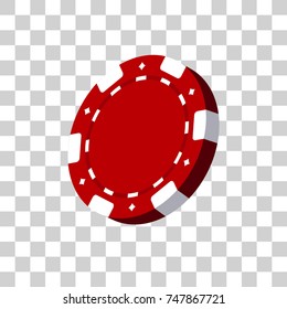 Red casino chip vector illustration on transparent  background