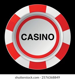 Red casino chip. Vector on a black background