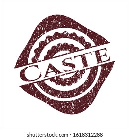 Red Caste distressed rubber seal with grunge texture