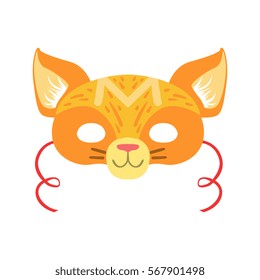 Red Cat Animal Head Mask, Kids Carnival Disguise Costume Element