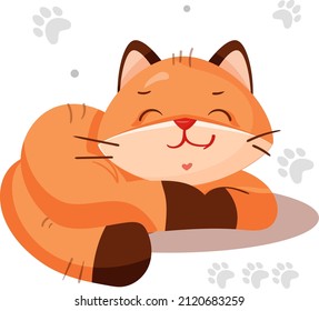 Red cat. Cute character. Children's illustration. Vector illustration in cartoon style.