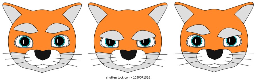 Red cat emotions set