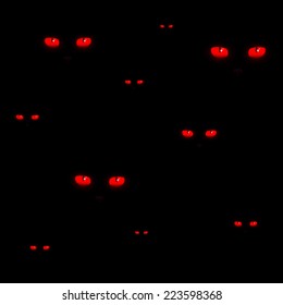 Red cat eyes Halloween pattern vector