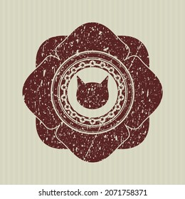 Icône de visage de chat rouge avec texture de joint en caoutchouc. 