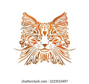 Red cat face. T-shirt print. Vector illustration