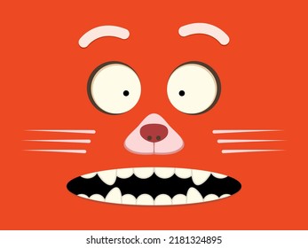 Red cat face wallpaper design, cute illustration for kids