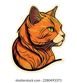 Red Cat Flat Icon Isolated On White Background