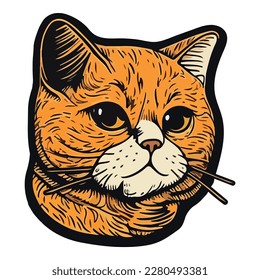 Red Cat Flat Icon Isolated On White Background