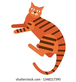 Red cat flat illustration on white