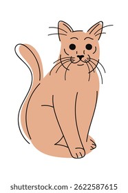 Red cat hand drawn doodle