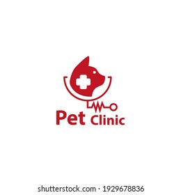 red cat head vector illustration for animal health clinic icons, symbols and logos. pet clinic logo