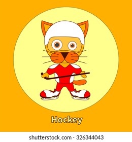 Red cat hockey player.
