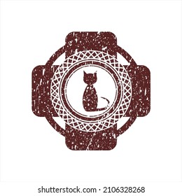 Icono de gato rojo dentro del sello de grifo. 