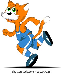 red cat is involved in running races. A vector illustration