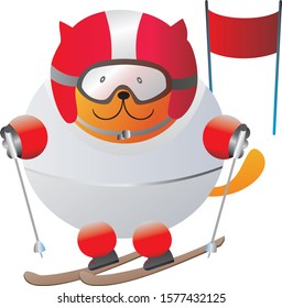 red cat on Alpine skiing