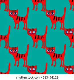  		Red cat on a green background.