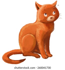 Red cat on white background. VECTOR. Great illustration for finance magazine, children book and more.