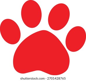 Ícone de pata de gato vermelho, pata de gato isolada