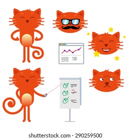 Red cat presenting points and showing thumbs