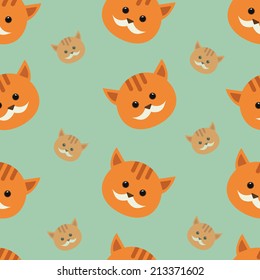 Red cat seamless pattern flat style