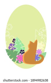red cat sitting on a blue sky background