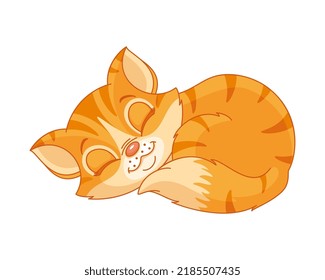Dibujo vectorial de dibujos animados de gato rojo durmiendo