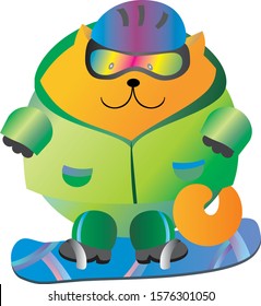 red cat  snowboarder in competition