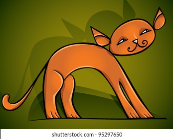 Red cat - vector cartoon.